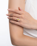 Vivid Yellow Pear Halo Ring