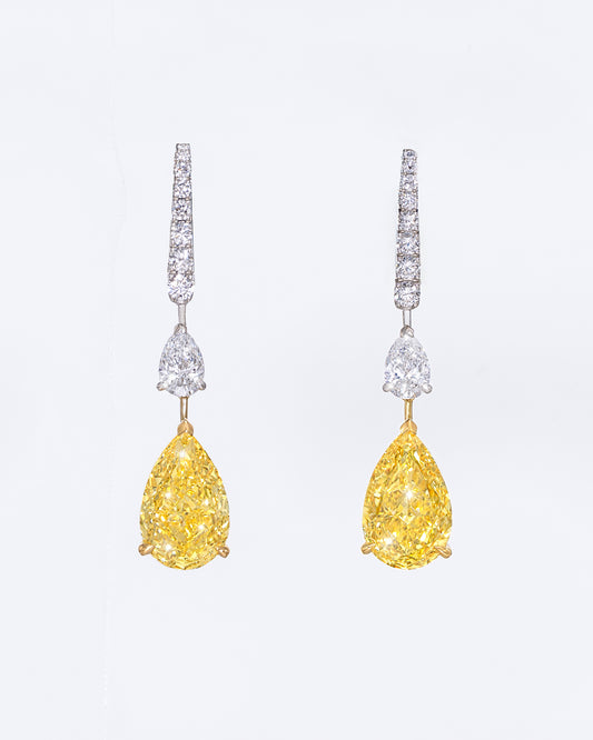 Yellow Pear Duo Earrings