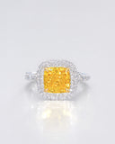 Yellow Cushion Halo Ring