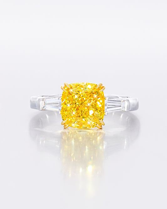 Yellow Cushion Classic Ring
