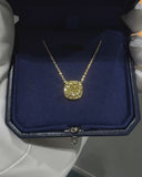 Yellow Cushion Halo Necklace