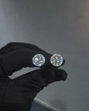 Round Pave Halo Stud Earrings