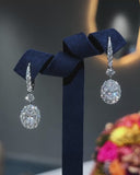 Oval Halo Drop Earrings