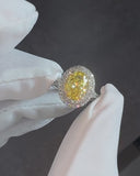 Yellow Oval Halo Ring
