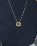 Vivid Yellow Cushion Halo Necklace