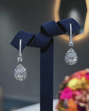 Pear Halo Drop Earrings