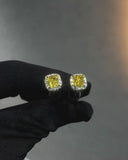 Vivid Yellow Cushion Halo Stud