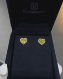 Yellow Heart Halo Stud Earrings