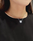 Round Pave Halo Necklace