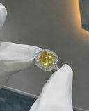 Yellow Cushion Halo Ring