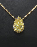 Fancy Yellow Pear Halo Necklace