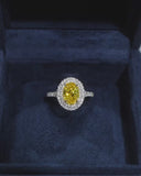 Yellow Oval Halo Ring