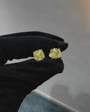 Yellow Cushion Stud Earrings