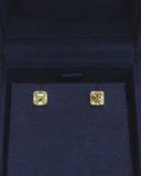 Vivid Yellow Asscher Studs
